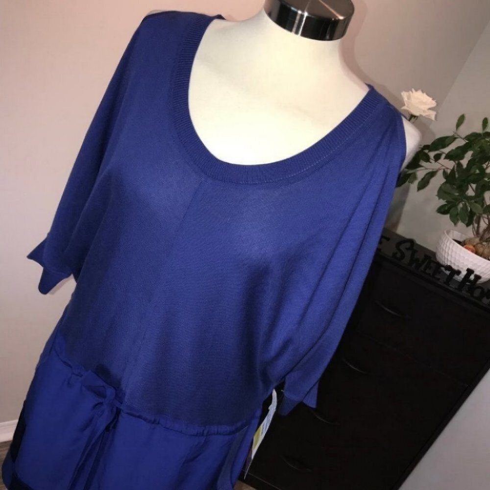 Anthropologie Cluny Patchwork blue Silk Dress size S new with tags